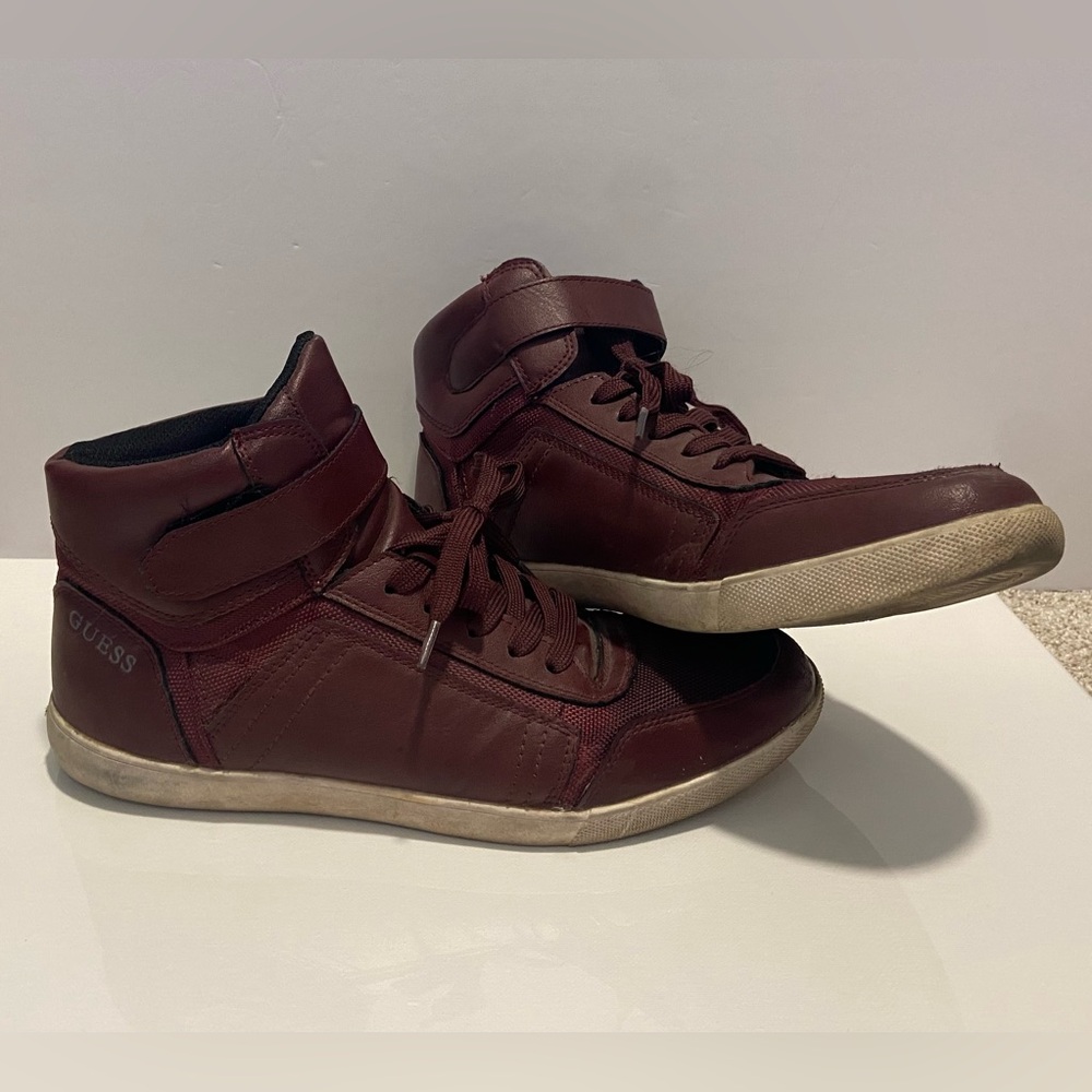 Guess Men's Dark Red High-Top Sneakers